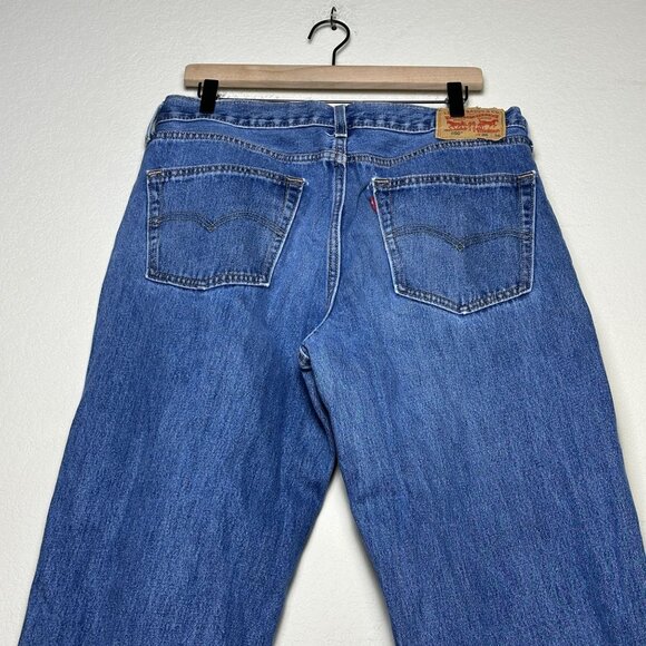 Levi 550 Denim Jean Pant Men Blue 36x36 Western Distressed Casual Long Straight - Picture 11 of 11